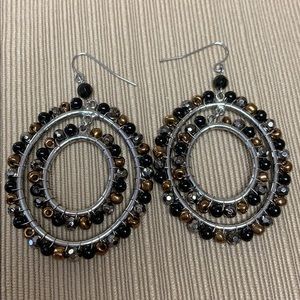 Black/bronze/silver tone earrings